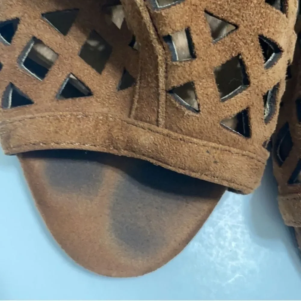 Steve Madden Karridi Brown Cutout Suede Bootie Open Toe Size 6.5